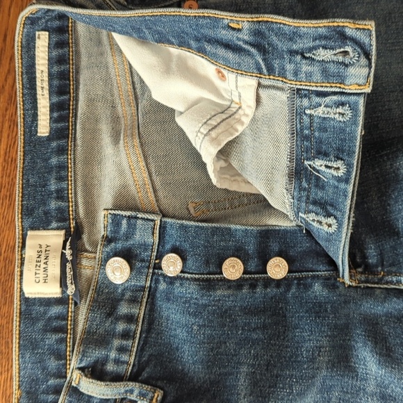 Citizens Of Humanity Blue Straight Jeans "Emerson' Busted Knee Button Fly W24 - Picture 4 of 10